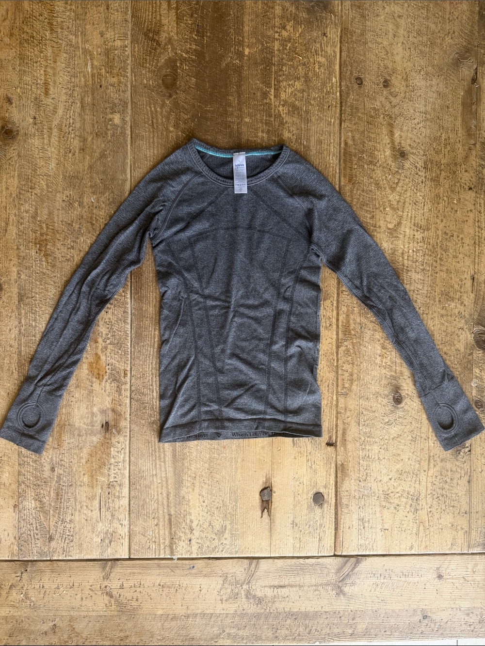 Ivivva Heather Gray Crewneck Active Top with Teal Trim